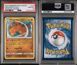2019 Pokemon Sun & Moon Team Up Dragonite Cosmos Holo #119 PSA 10 GEM MINT - Image 3