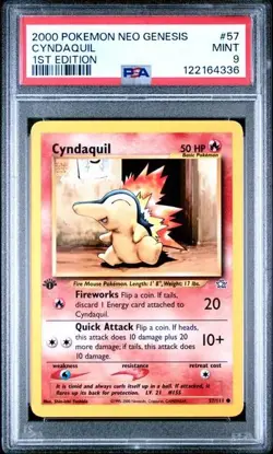 2000 POKEMON NEO GENESIS 1ST EDITION #57 CYNDAQUIL 1ST EDITION PSA 9 MINT - Image 1