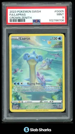 2023 POKEMON SWSH CROWN ZENITH #GG05/GG70 LAPRAS FA HOLO GALARIAN GALLERY PSA 9 - Image 1