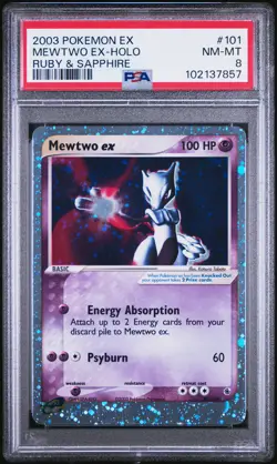 2003 POKEMON EX RUBY & SAPPHIRE #101 MEWTWO EX-HOLO PSA 8 - Image 1