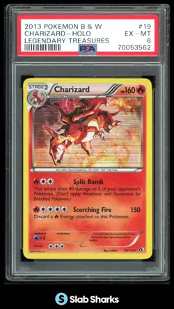 2013 POKEMON BLACK & WHITE LEGENDARY TREASURES #19/113 CHARIZARD HOLO PSA 6 - Image 1