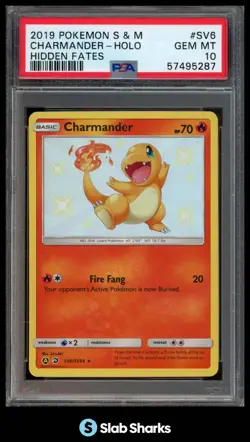 2019 POKEMON SM HIDDEN FATES #SV6/SV94 CHARMANDER HOLO SHINY RARE PSA 10 - Image 1