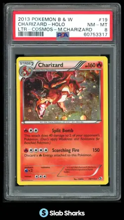 2013 POKEMON BLACK & WHITE LEGENDARY TREASURES #19/113 CHARIZARD HOLO PSA 8 - Image 1