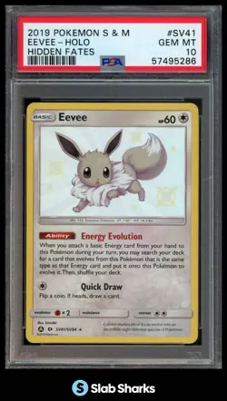 2019 POKEMON SM HIDDEN FATES #SV41/SV94 EEVEE HOLO SHINY RARE PSA 10 - Image 1