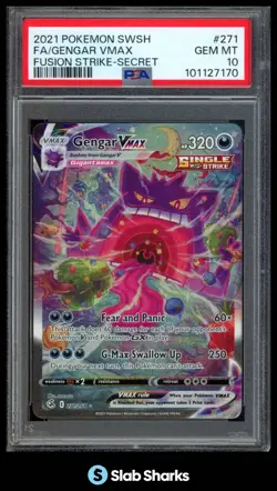 2021 POKEMON SWORD & SHIELD FUSION STRIKE #271/264 GENGAR VMAX SECRET PSA 10 - Image 1
