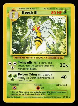 Beedrill 17/102 Rare Base Set Pokemon Card - Image 1