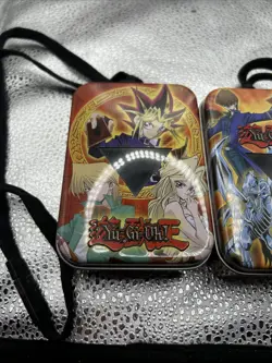 YuGiOh! Vintage 2x Konami Lanyard Tin Metal Deck Card Box 2003 - Yami Yugi RARE - Image 2