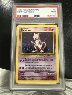 1999 Pokemon Base Set Mewtwo Holo Rare Card 10/102 PSA 9 Mint - Image 1