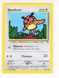 ~ESP~ SPANISH Hoothoot 60/111 Neo Genesis Unlimited Pokemon Card (Ref:PE1) - Image 1