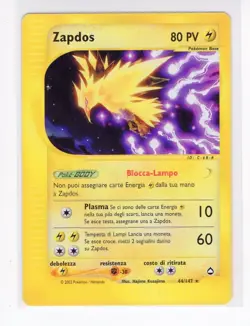 ~ITA~ ITALIAN Zapdos 44/147 Aquapolis Rare NON-Holo Pokemon Card (TLB) - Image 1