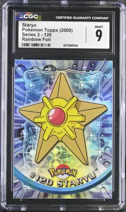 CGC 9 MINT Staryu 2000 Series 3 Topps 120 Rainbow Foil Pokemon Card - Image 1