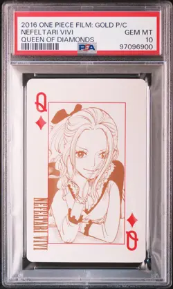 2016 ONE PIECE FILM: GOLD PLAYING CARDS QUEEN OF DIAMONDS NEFELTARI VIVI PSA 10 - Image 1