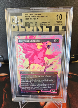 Final Fantasy - Traveling Chocobo (Borderless) (Neon Ink Pink) - BGS 10 Pristine - Image 1