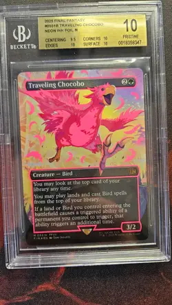 Final Fantasy - Traveling Chocobo (Borderless) (Neon Ink Pink) - BGS 10 Pristine - Image 3