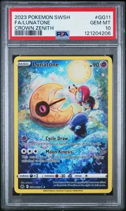 PSA 10 Gem Mint Lunatone GG11/GG70 2023 Pokemon English Crown Zenith - Image 1