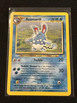 Pokemon TCG Azumarill Neo Genesis 2 Holo Unlimited Rare MP Condition - Image 1