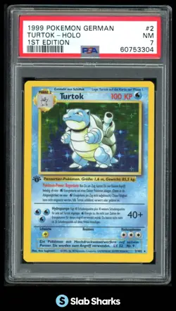 1999 POKEMON GERMAN 1ST EDITION #2/102 TURTOK HOLO PSA 7 - Image 1