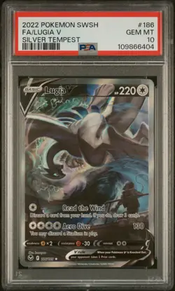 2022 POKEMON SWORD & SHIELD SILVER TEMPEST #186 FULL ART/LUGIA V PSA 10 - Image 1