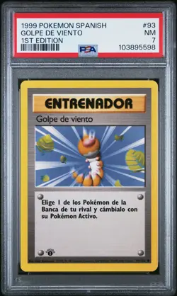 1999 POKEMON SPANISH 1ST EDITION #93 GOLPE DE VIENTO PSA 7 - Image 1