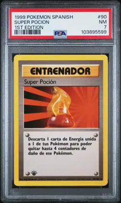 1999 POKEMON SPANISH 1ST EDITION #90 SUPER POCION PSA 7 - Image 1