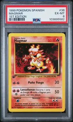1999 POKEMON SPANISH 1ST EDITION #36 MAGMAR PSA 6 - Image 1