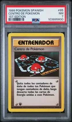 1999 POKEMON SPANISH 1ST EDITION #85 CENTRO DE POKEMON PSA 7 - Image 1