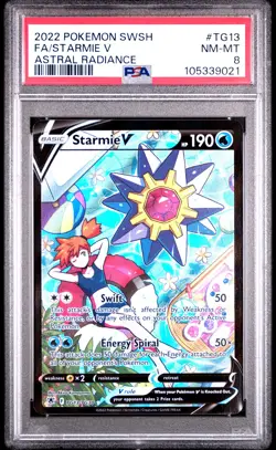 2022 POKEMON SWORD & SHIELD ASTRAL RADIANCE #TG13 FULL ART/STARMIE V PSA 8 - Image 1