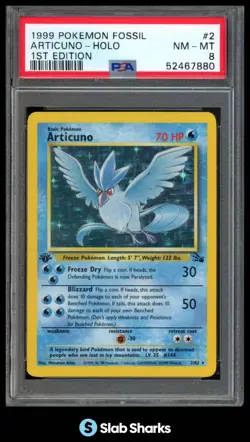 1999 POKEMON FOSSIL 1ST EDITION #2/62 ARTICUNO HOLO PSA 8 - Image 1