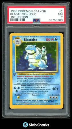 1999 POKEMON SPANISH SET 1ST EDITION #2/102 BLASTOISE HOLO PSA 7 - Image 1