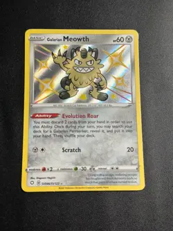 Pokemon 2022 TCG - Galarian Meowth SV086/SV122 - Shiny Holo Rare - Shining Fates - Image 1