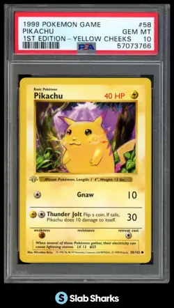 1999 POKEMON SET 1ST EDITION #58/102 PIKACHU YELLOW CHEEKS PSA 10 - Image 1