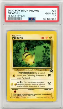 PSA GEM MT 10 Pokemon TCG Pikachu 027 Wotc Black Star Promo Regular (2000) - Image 1