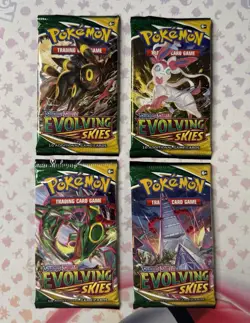 2021 Pokemon Evolving Skies Booster Complete Art Set (4 Packs) FACTORY SEALED - Image 1