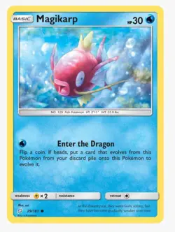Pokemon TCG: Magikarp 29/181 Sun & Moon Team Up Common Water Card LP - Image 1