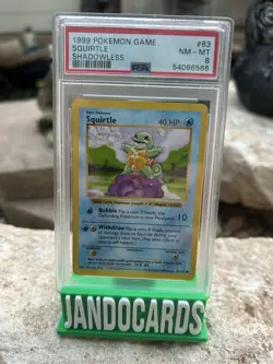 Pokemon TCG Squirtle 1999 Base Set Shadowless Card 63/102 PSA NM 8!!! - Image 1