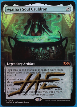 Agatha's Soul Cauldron (Extended Art) FOIL Wilds of Eldraine NM SIGNED (505168) - Image 1