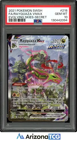 Pokemon 2021 Rayquaza VMAX 218/203 Alt Art Evolving Skies GEM MINT PSA 10 - Image 1