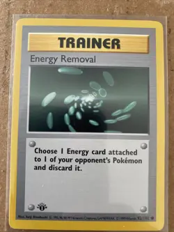 Pokemon TCG Energy Removal Base Set 92/102 1st Edition Never Played Near Mint - Image 1