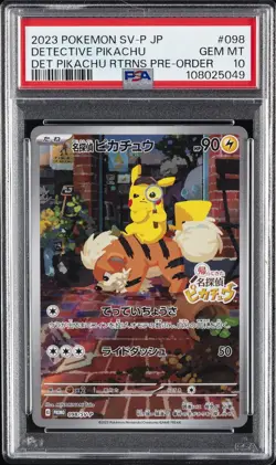 2023 POKEMON JAPANESE SV-P PROMO #098 DETECTIVE PIKACHU PSA 10 - Image 1