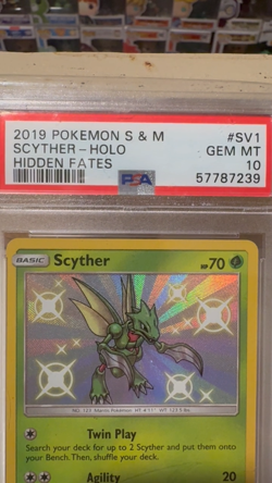 2019 Pokemon Sun & Moon Scyther Holo PSA 10 Hidden Fates SV1 - Image 2