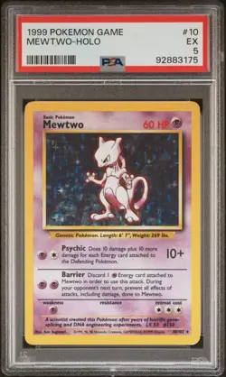 1999 POKEMON BASE SET UNLIMITED #10 MEWTWO-HOLO PSA 5 - Image 1