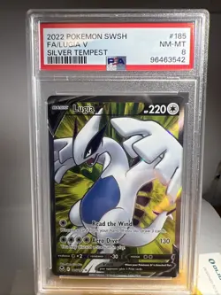 2022 Pokemon Sword & Shield Silver Tempest Full Art Lugia V #185 PSA 8 - Image 1