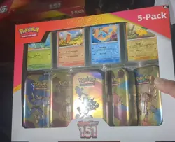 ✨ Pokemon Scarlet & Violet - 151 (5-Pack) Mini Tins w/ 4 Promos Costco Bundle ✨ - Image 1