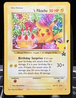 Pokemon Pikachu TCG Birthday Celebrations Holo Rare Card #24 - Image 1