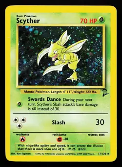 Scyther 17/130 Holo Rare Base Set 2 Pokemon Card - Image 1