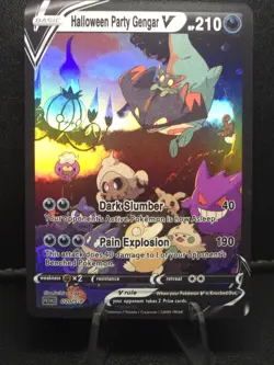 Pokemon Halloween PARTY GENGAR V Waifu Doujin Ultra Rare Foil ACG Art Card - Image 1