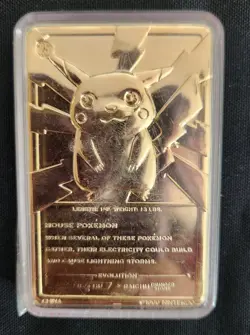 Pokemon Pikachu Trading Card 23 Karat Gold Plated, Excellent Condition - Image 1