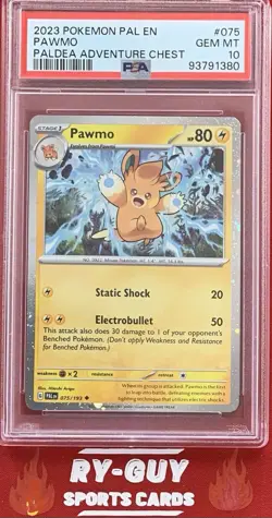 2023 POKEMON PALDEA ADVENTURE CHEST COSMOS HOLO PAWMO #075 PSA 10💎 - Image 1