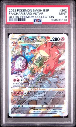 2022 POKEMON SWSH BLACK STAR PROMO #262 FULL ART/CHARIZARD VSTAR PSA 9 - Image 1