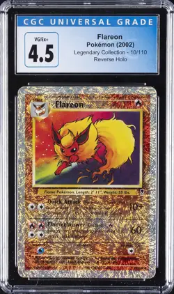 2002 POKEMON LEGENDARY COLLECTION REVERSE HOLO #10 FLAREON CGC 4.5 - Image 1